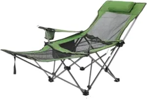 Outdoor Camp Chairs, Folding Recliner Chair Camping Folding Chair Beach Sun Patio Chaise Lounge Chair Pool Lawn Lounger Lawn Chairs Adults(Green)