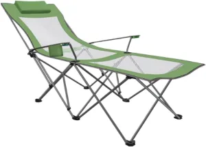 Outdoor Camp Chairs, Portable Camping Chair with Footrest Mesh Backrest Folding Reclining Lunch Break Bed Sitting Lying Dual-Purpose Beach Seat Lawn Chairs Adults(A)