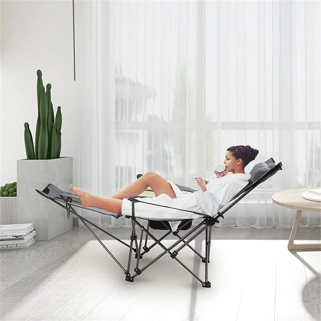 Outdoor Chair Folding Camping Chair Folding Recliner Chair Camping Folding Chair Beach Sun Patio Chaise Lounge Chair Pool Lawn Lounger Camping Chair Foldable Chair (Color : Grey)