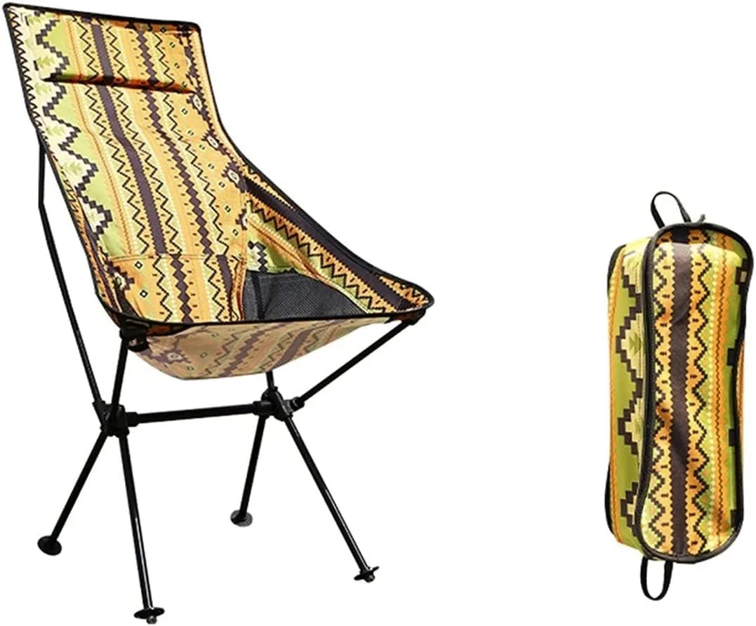 Outdoor Chair Folding Camping Chair Outdoor Folding Chair Camping Fishing Aluminum Seat Stool Beach Chair for Sunbathing Barbeques Hiking Camping Chair Foldable Chair, Yellow