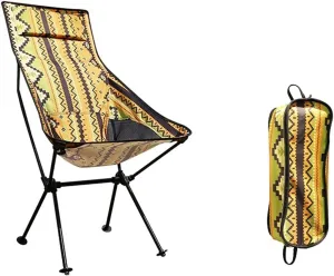 Outdoor Chair Folding Camping Chair Outdoor Folding Chair Camping Fishing Aluminum Seat Stool Beach Chair for Sunbathing Barbeques Hiking Camping Chair Foldable Chair, Yellow