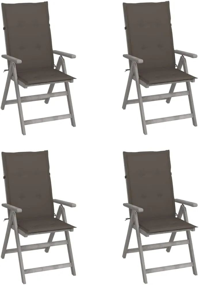 Outdoor Chairs Dining Chairs Outdoor Chair Chairs for Dining tablePatio Reclining Chairs 4 pcs with Cushions Solid Acacia WoodSuitable for Gardens, courtyards