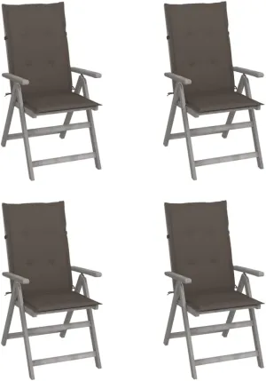 Outdoor Chairs Dining Chairs Outdoor Chair Chairs for Dining tablePatio Reclining Chairs 4 pcs with Cushions Solid Acacia WoodSuitable for Gardens, courtyards