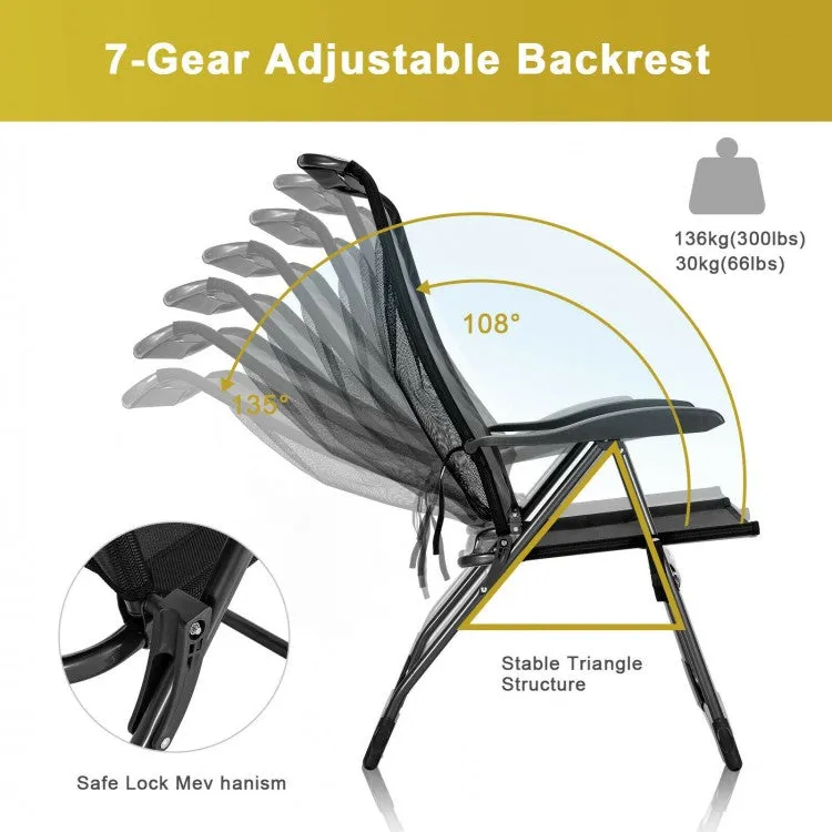 Outdoor Folding Camping Chair Set - 4-Piece Set with 2 Folding Chairs and 2 Ottomans - Suitable for Picnics, Fishing, and Hiking