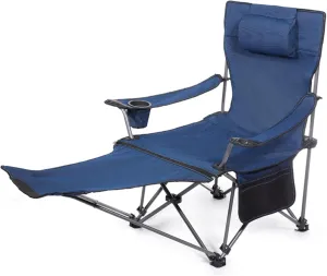 Outdoor Folding Chair, Sitting and Reclining Oxford Chair with Side Pockets and Cup Holder for Camping, Fishing, Office, Beach