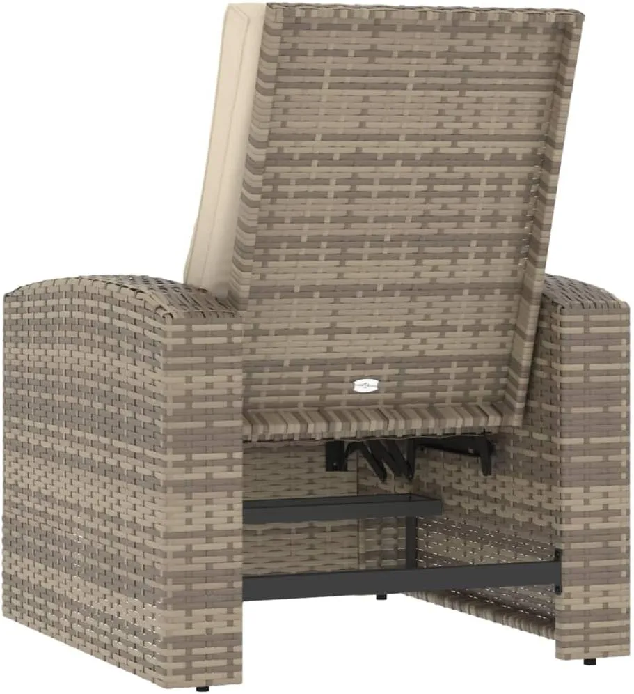 Outdoor Furniture Outdoor Chairs Front Porch Decor Patio Reclining Chair with Cushions Light Brown Poly Rattan