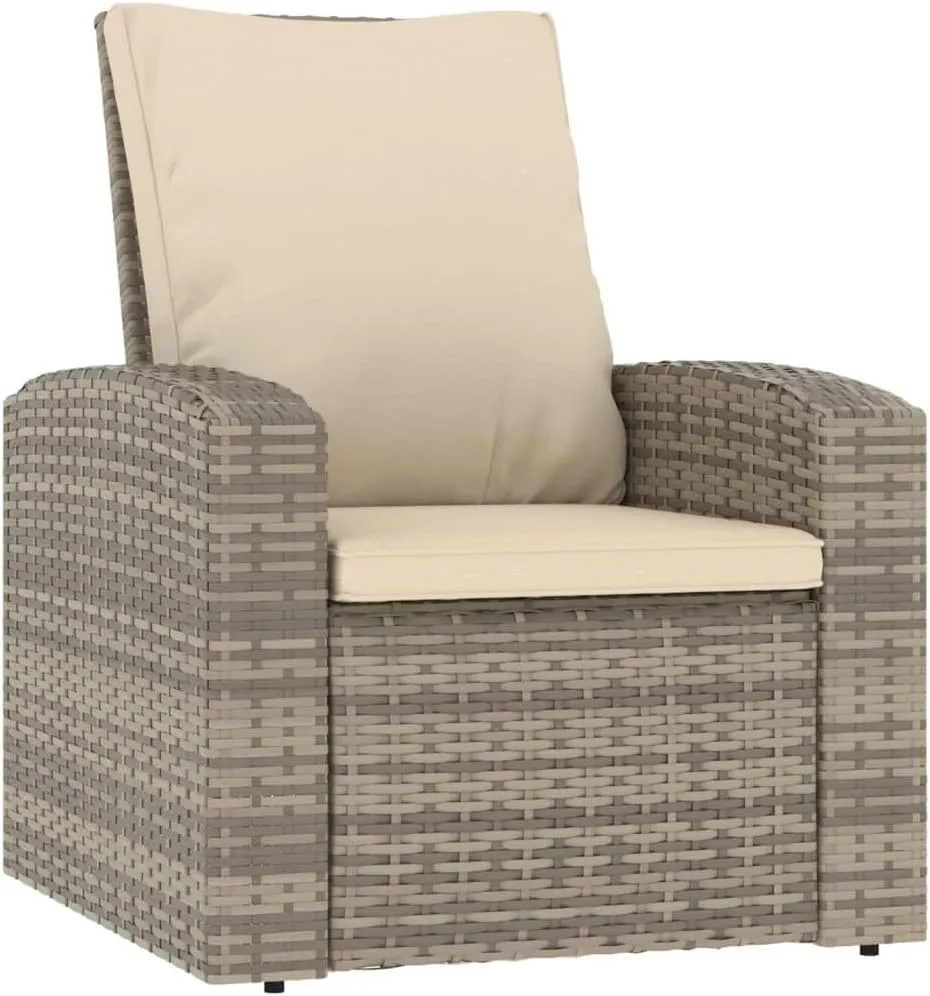 Outdoor Furniture Outdoor Chairs Front Porch Decor Patio Reclining Chair with Cushions Light Brown Poly Rattan