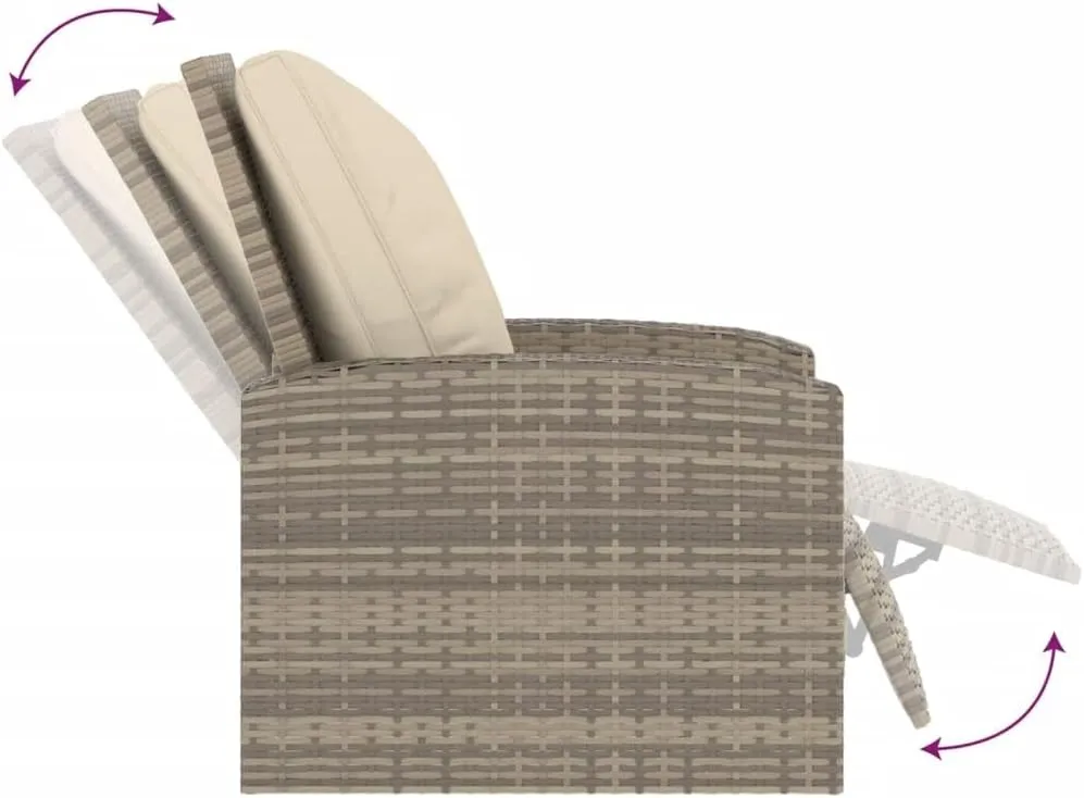 Outdoor Furniture Outdoor Chairs Front Porch Decor Patio Reclining Chair with Cushions Light Brown Poly Rattan