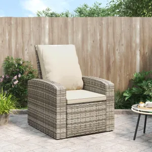 Outdoor Furniture Outdoor Chairs Front Porch Decor Patio Reclining Chair with Cushions Light Brown Poly Rattan