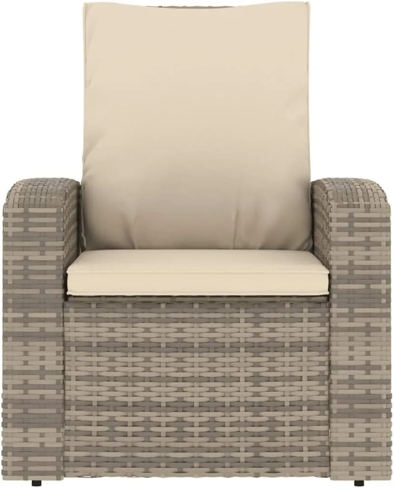 Outdoor Furniture Outdoor Chairs Front Porch Decor Patio Reclining Chair with Cushions Light Brown Poly Rattan