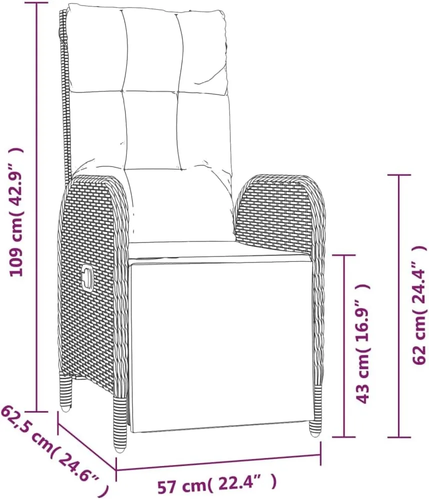Outdoor Furniture Outdoor Chairs Front Porch Decor Patio Reclining Chairs with Cushions 2 pcs Poly Rattan Gray