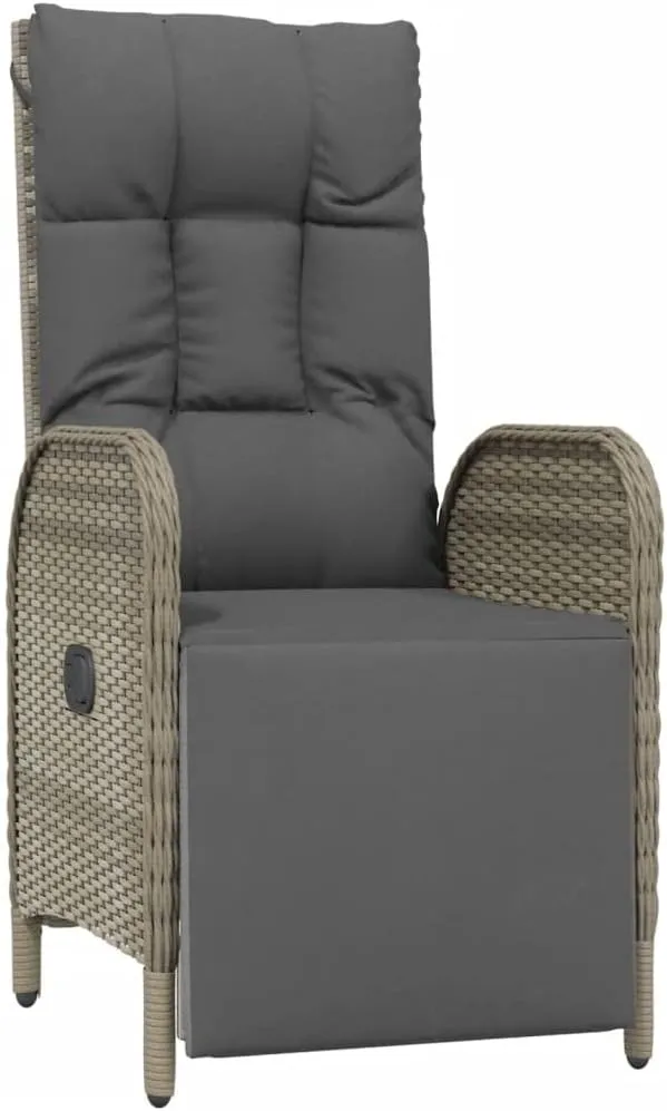 Outdoor Furniture Outdoor Chairs Front Porch Decor Patio Reclining Chairs with Cushions 2 pcs Poly Rattan Gray