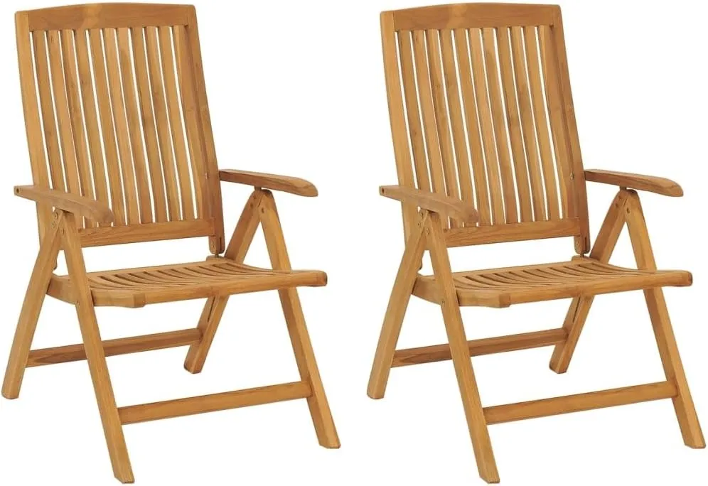 Outdoor Furniture Outdoor Chairs Front Porch Decor Reclining Patio Chairs with Cushions 2 pcs Solid Wood Teak