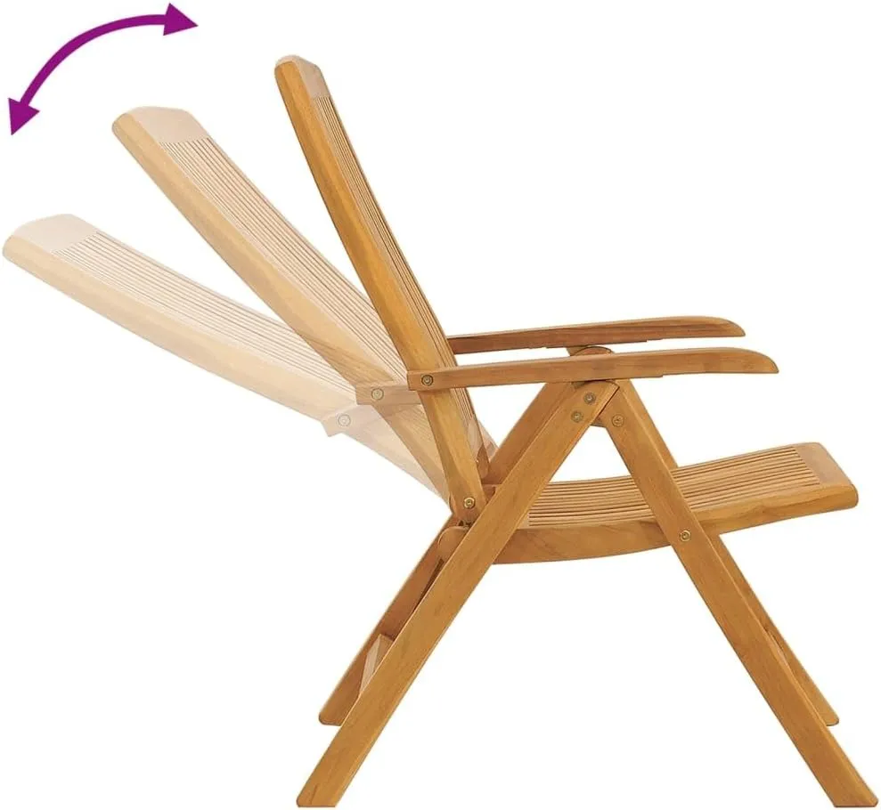 Outdoor Furniture Outdoor Chairs Front Porch Decor Reclining Patio Chairs with Cushions 4 pcs Solid Wood Teak