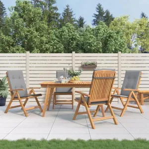 Outdoor Furniture Outdoor Chairs Front Porch Decor Reclining Patio Chairs with Cushions 4 pcs Solid Wood Teak