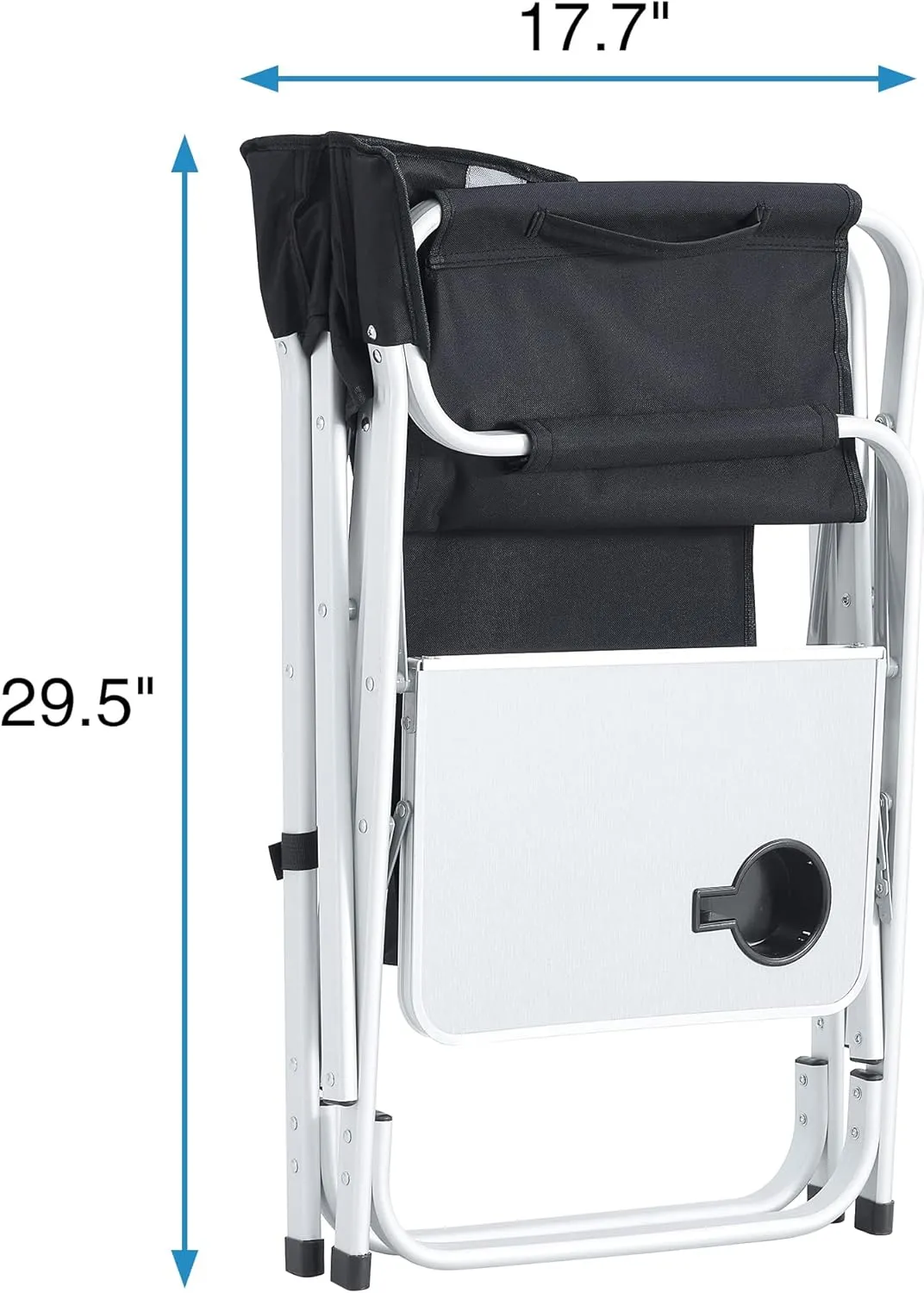 Outdoor Padded Folding Chair with Side Table and Storage Pockets, Lightweight Oversized Portable Camping Seating, Portable Folding Camping Chair for Outdoor Camping, Picnics and Fishing (1, Black)