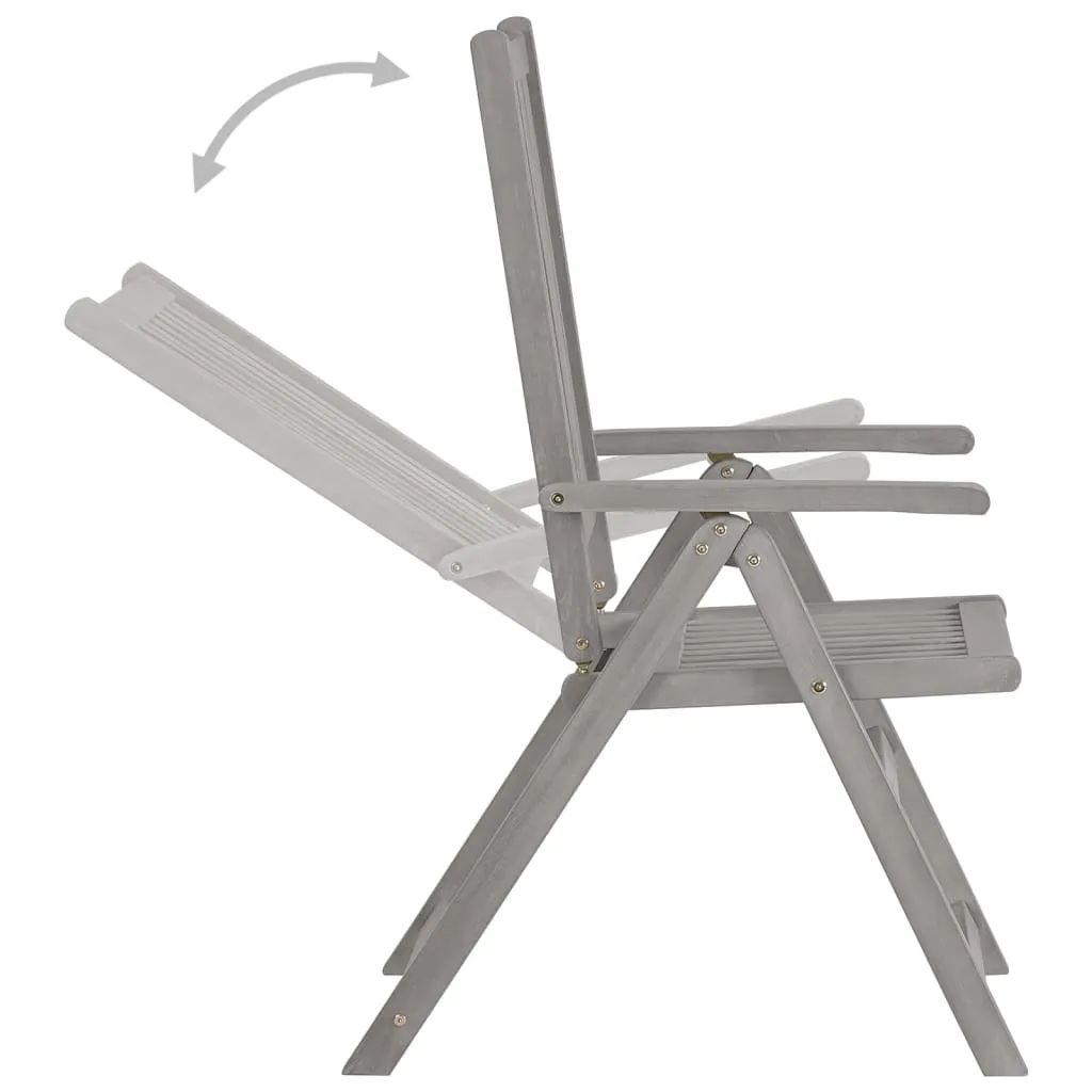 Outdoor Recliner Chairs Patio Reclining Chair Gray Solid Wood Acacia