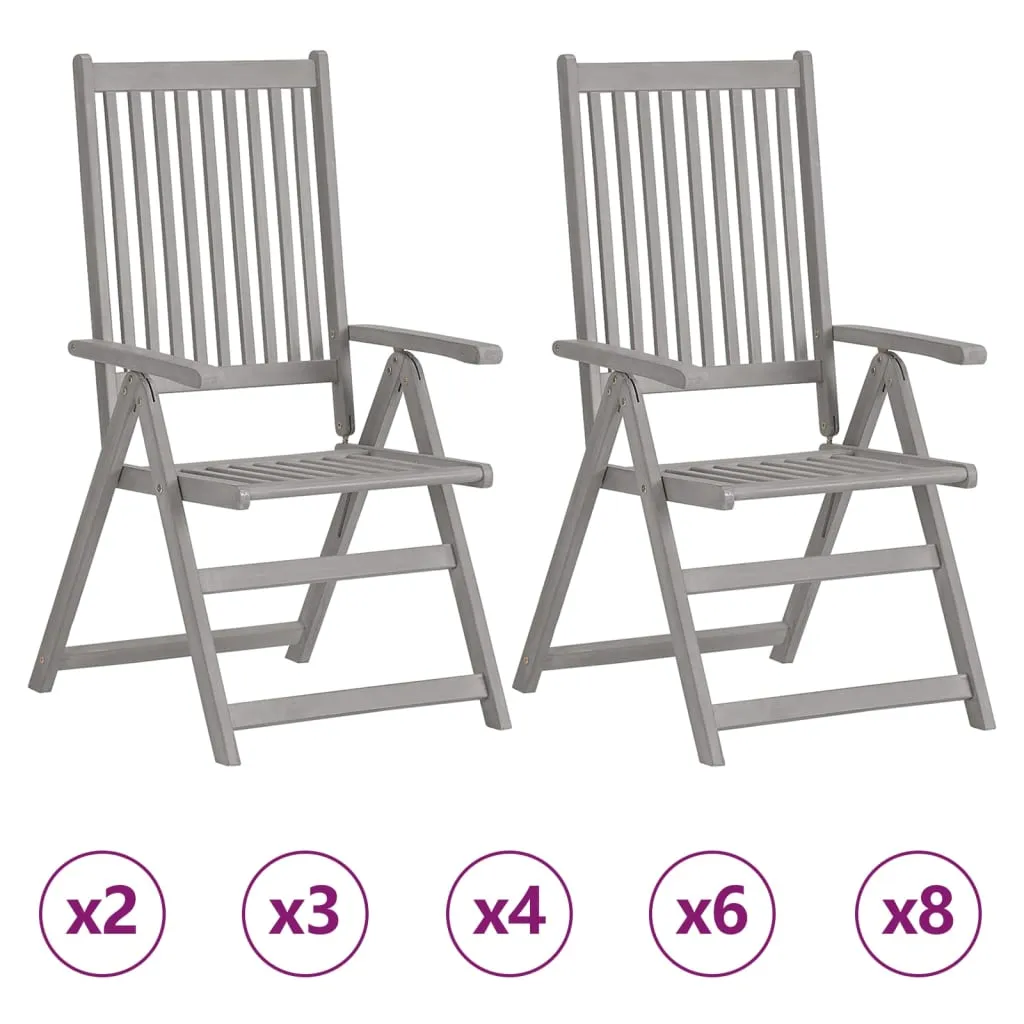 Outdoor Recliner Chairs Patio Reclining Chair Gray Solid Wood Acacia