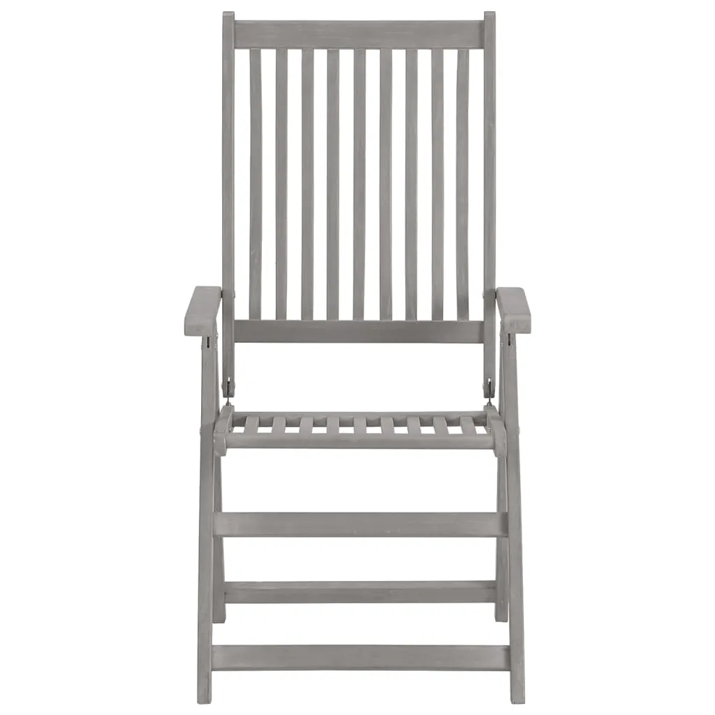 Outdoor Recliner Chairs Patio Reclining Chair Gray Solid Wood Acacia