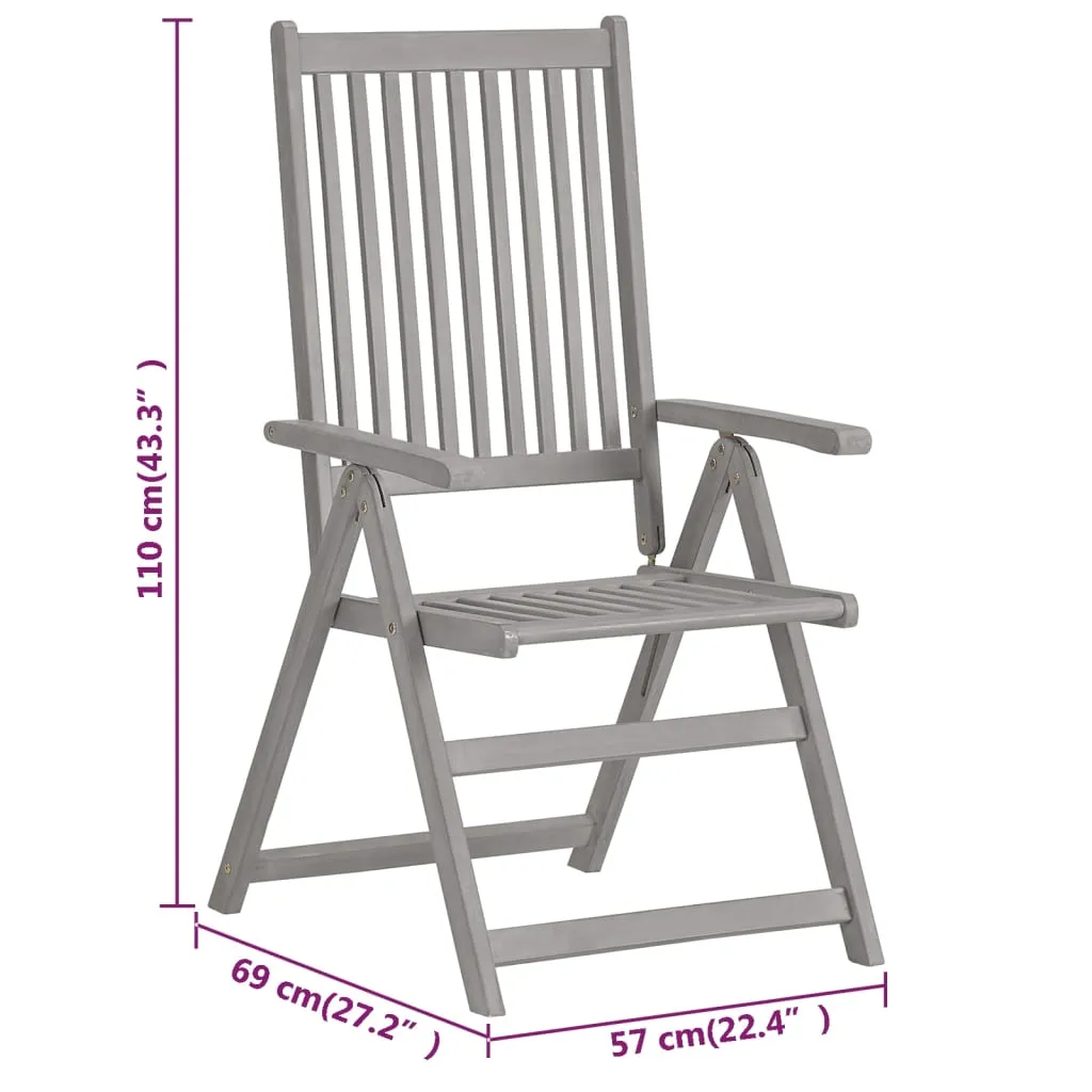 Outdoor Recliner Chairs Patio Reclining Chair Gray Solid Wood Acacia