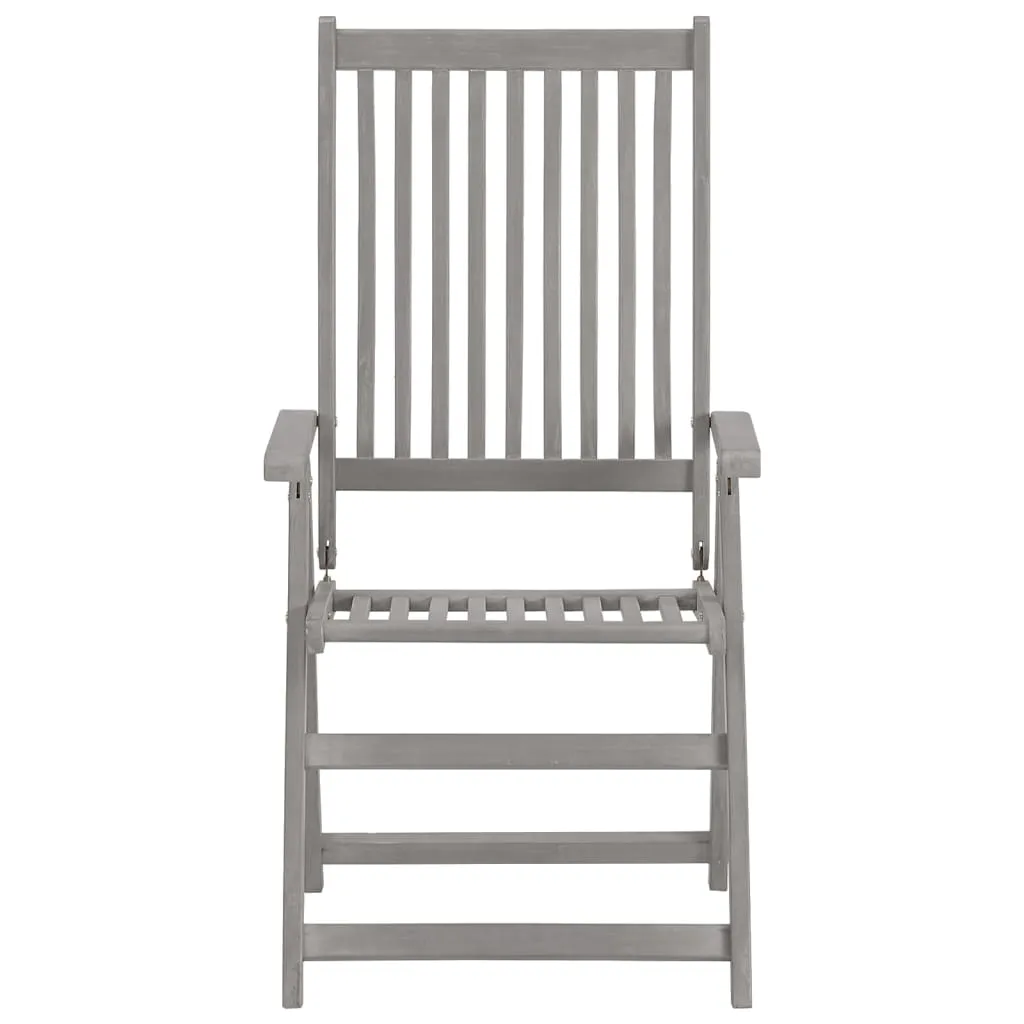Outdoor Recliner Chairs Patio Reclining Chair Gray Solid Wood Acacia