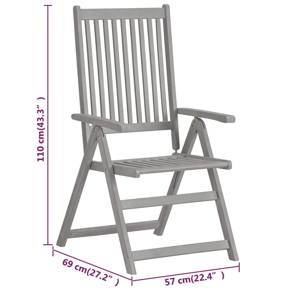 Outdoor Recliner Chairs Patio Reclining Chair Gray Solid Wood Acacia