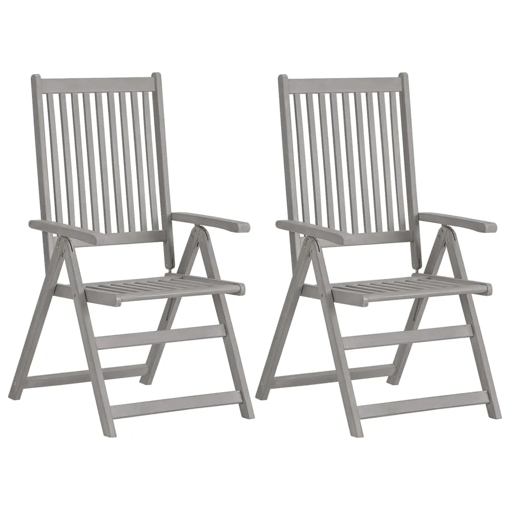 Outdoor Recliner Chairs Patio Reclining Chair Gray Solid Wood Acacia