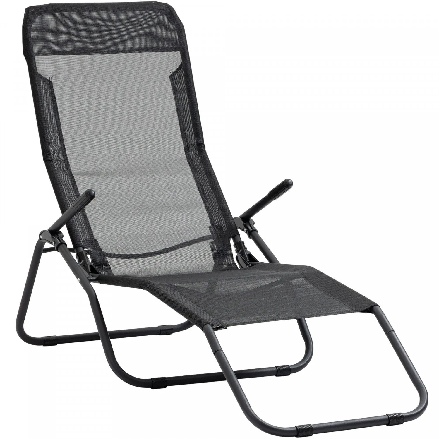 Outsunny Foldable Patio Lounge Chair Black