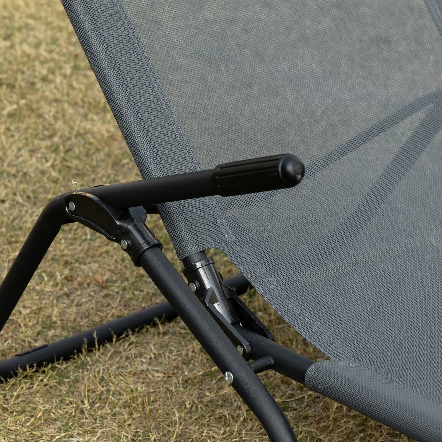 Outsunny Foldable Patio Lounge Chair Grey