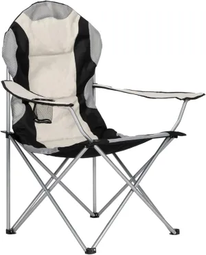 Outvita Folding Camping Chair, Oversized Portable Padded Arm Chair with Carry Bag & Cup Holder for Outdoor Fishing Sports Hiking, Heavy Duty Supports 330 LBS