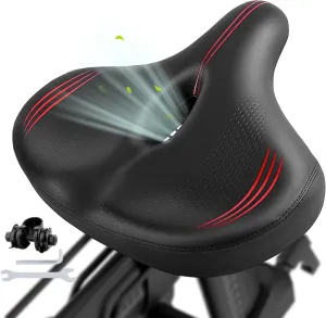 Oversized Bike Seat for Men Women Comfort, Extra Wide Bike Seat Cushion, Large Bicycle Seat Padded, Comfortable Bike Saddle Replacement for Peloton Bike/Stationary Bike/Exercise Bike/Ebike