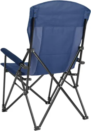 Oversized Camping Chairs, High Back Heavy Duty Lawn Chair Support 250LBS, Padded Portable Outdoor Chair with Cup Holder, Navy Blue