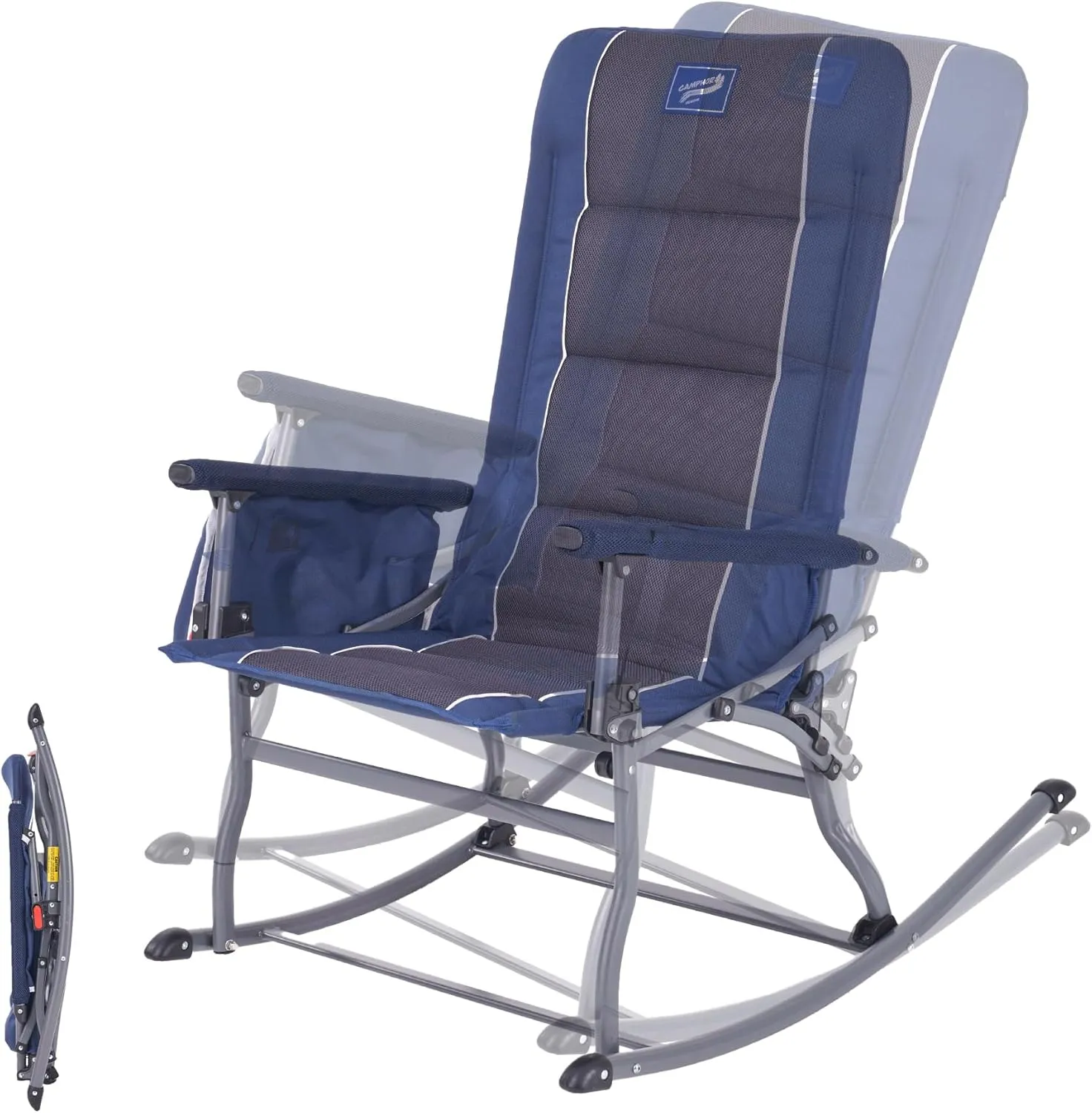 Oversized Folding Rocking Chair | Padded Outdoor Rocker with High Back, Portable & Heavy-Duty | for Patio, Garden, Lawn, Porch, Backyard, Pool | 450 lbs Capacity