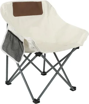 Oversized Padded Camping Sport Chairs Cooler Bag Collapsible Folding Chair Portable Support 265 LBS with Back for Outdoor Fishing Garden-White
