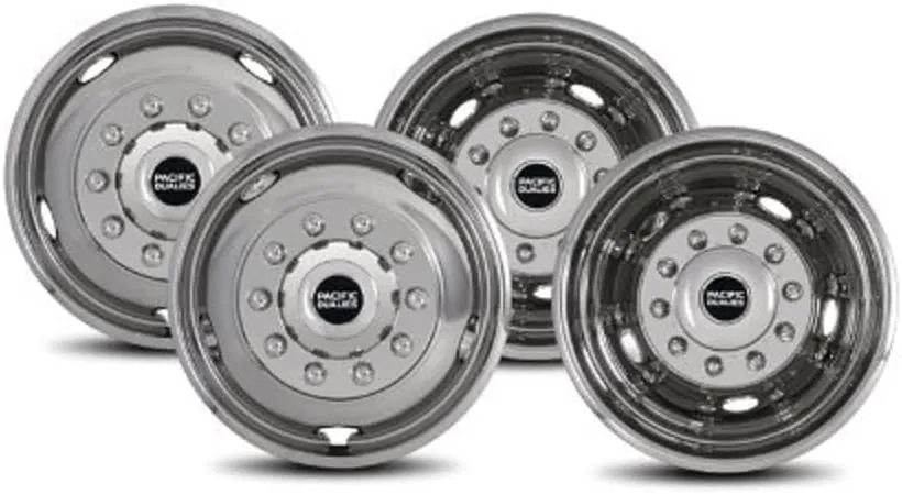 Pacific Dualies 43-1950 Polished 19.5 Inch 10 Lug Stainless Steel Wheel Simulator Kit for 2005-2021 Ford F450/F550 Truck (Does not fil RV/Motorhome), GRAY