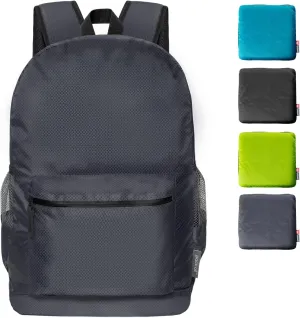 pack all 20L Lightweight Packable Backpack, Water Resistant Foldable Backpack, Travel Hiking Daypack with Waterproof Zippers (Navy Blue)
