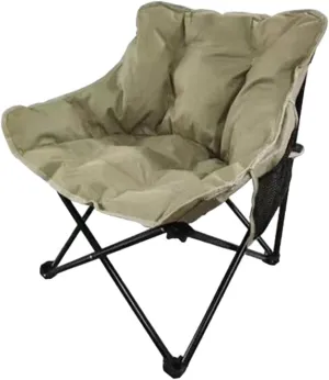 Padded Camping Chair Moon Chair Accessories Back Support Stool Lazy Sofa Folding Seat Padded Cushion, Khaki