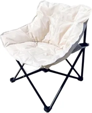 Padded Camping Chair Moon Chair Accessories Back Support Stool Lazy Sofa Folding Seat Padded Cushion, White