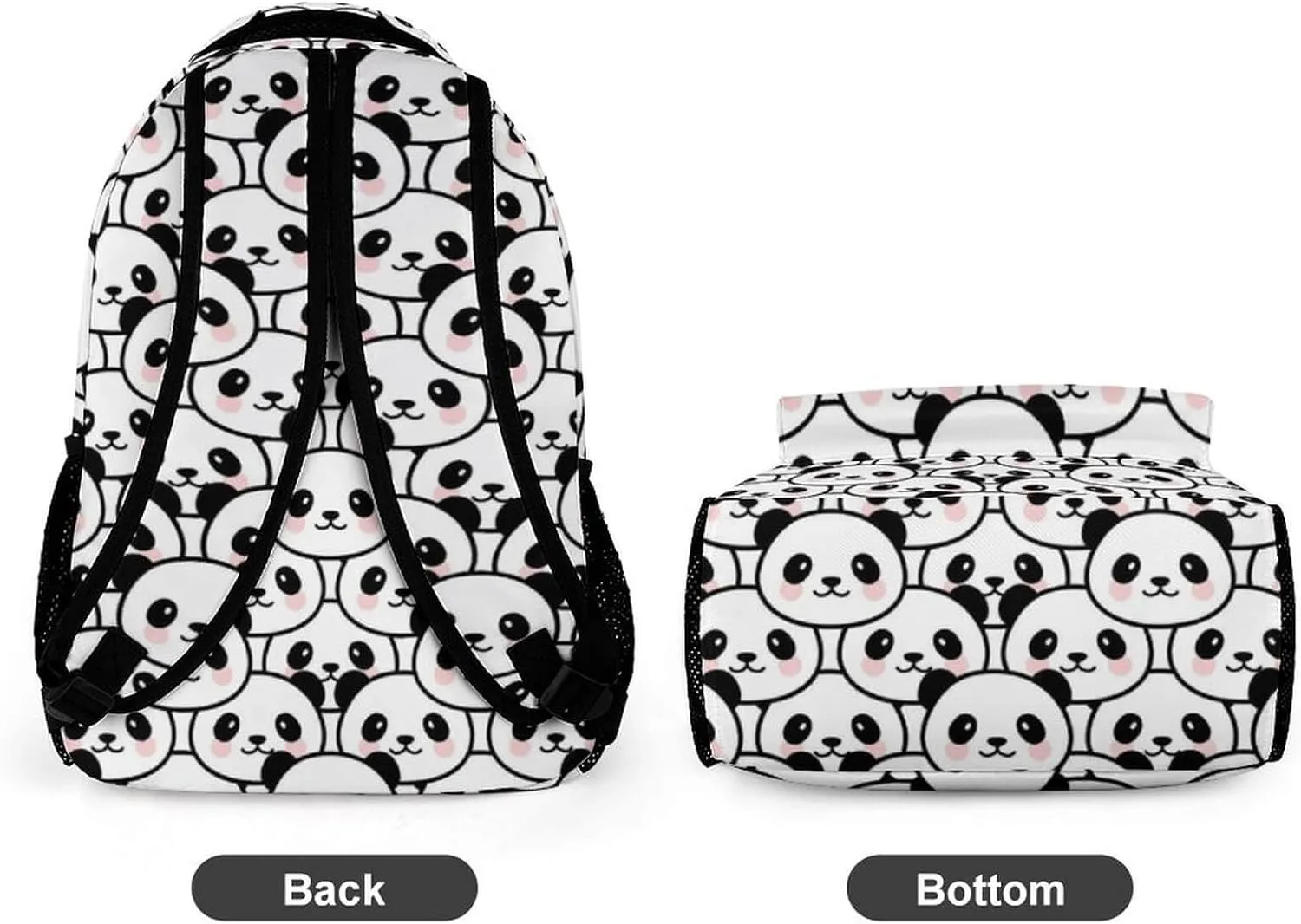 Panda School Backpack for Kids Girls Boys, 16 Inch Cute Pandas Themed Bookbag, Personalized School Backpack for Students Children, Lightweight, Large Capacity