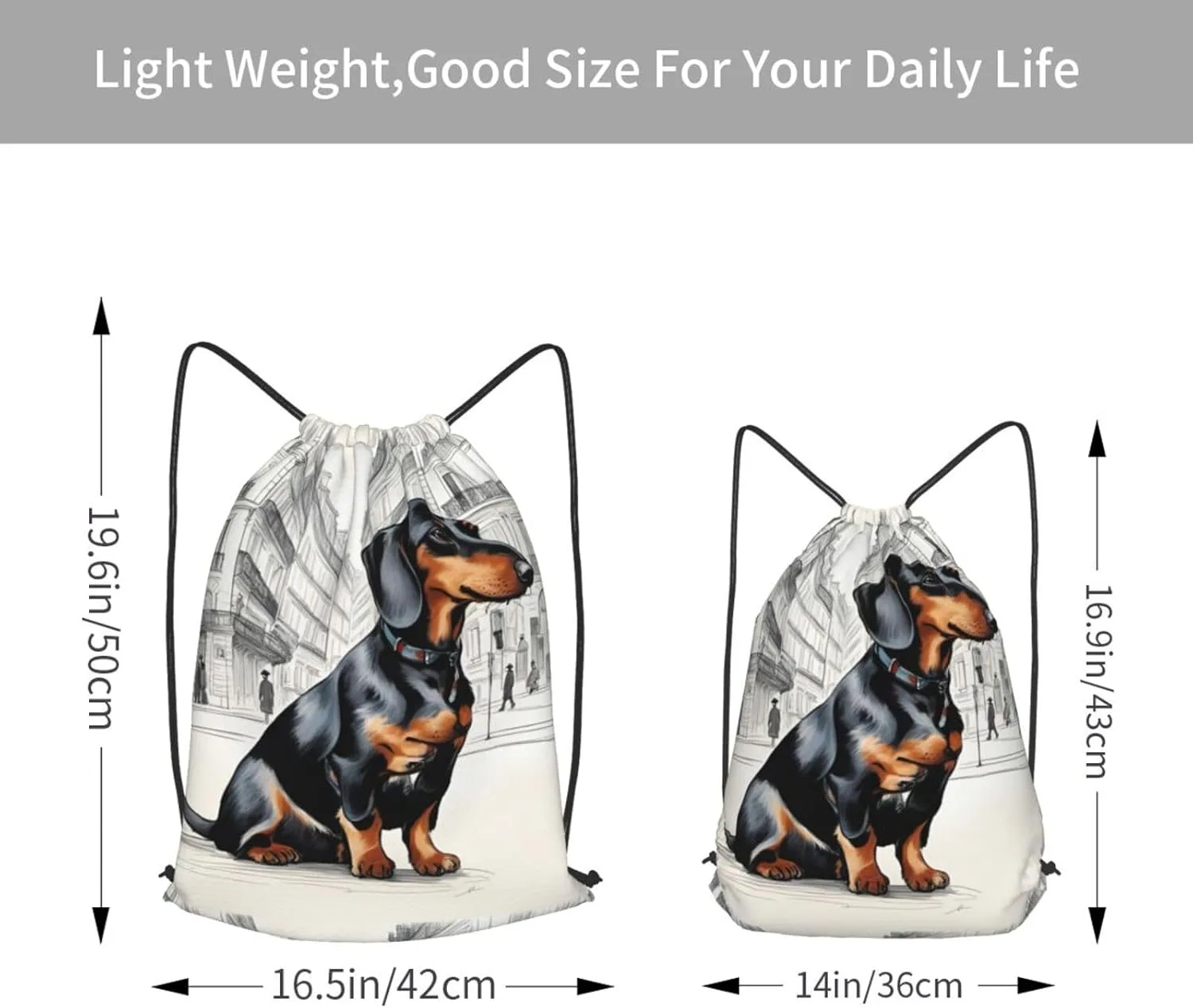 Parisian Dachshund Drawstring Backpack String Cinch Bag Polyester Sackpack For Fitness Training Workout