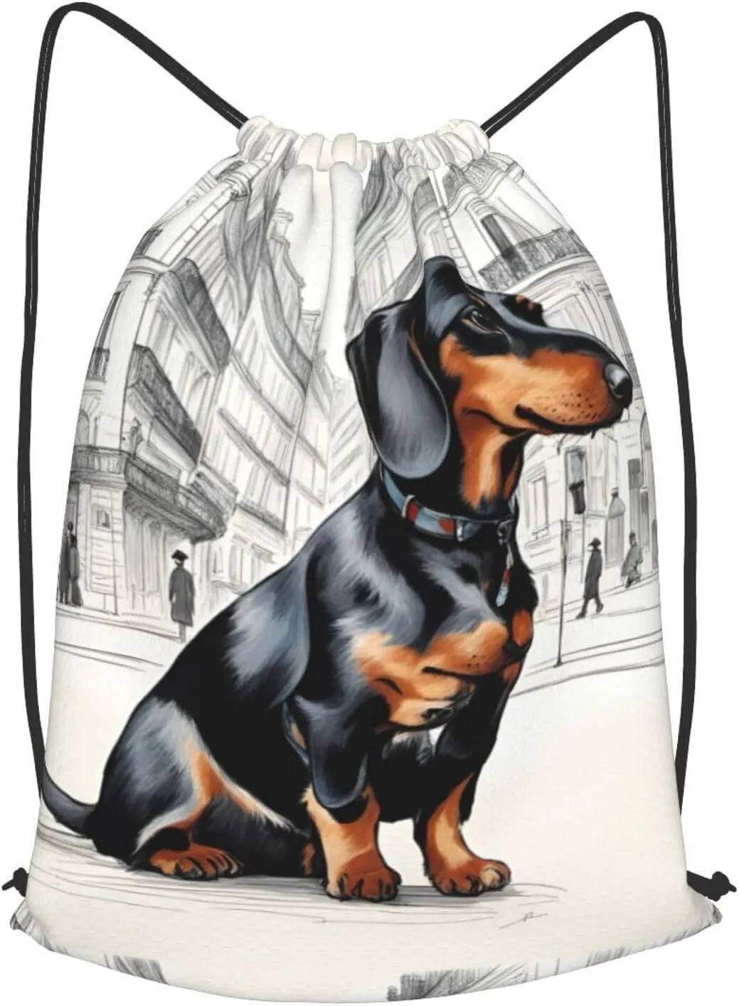 Parisian Dachshund Drawstring Backpack String Cinch Bag Polyester Sackpack For Fitness Training Workout