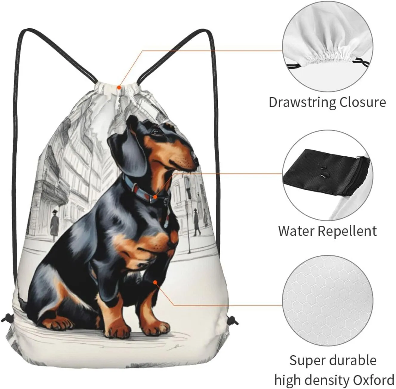 Parisian Dachshund Drawstring Backpack String Cinch Bag Polyester Sackpack For Fitness Training Workout