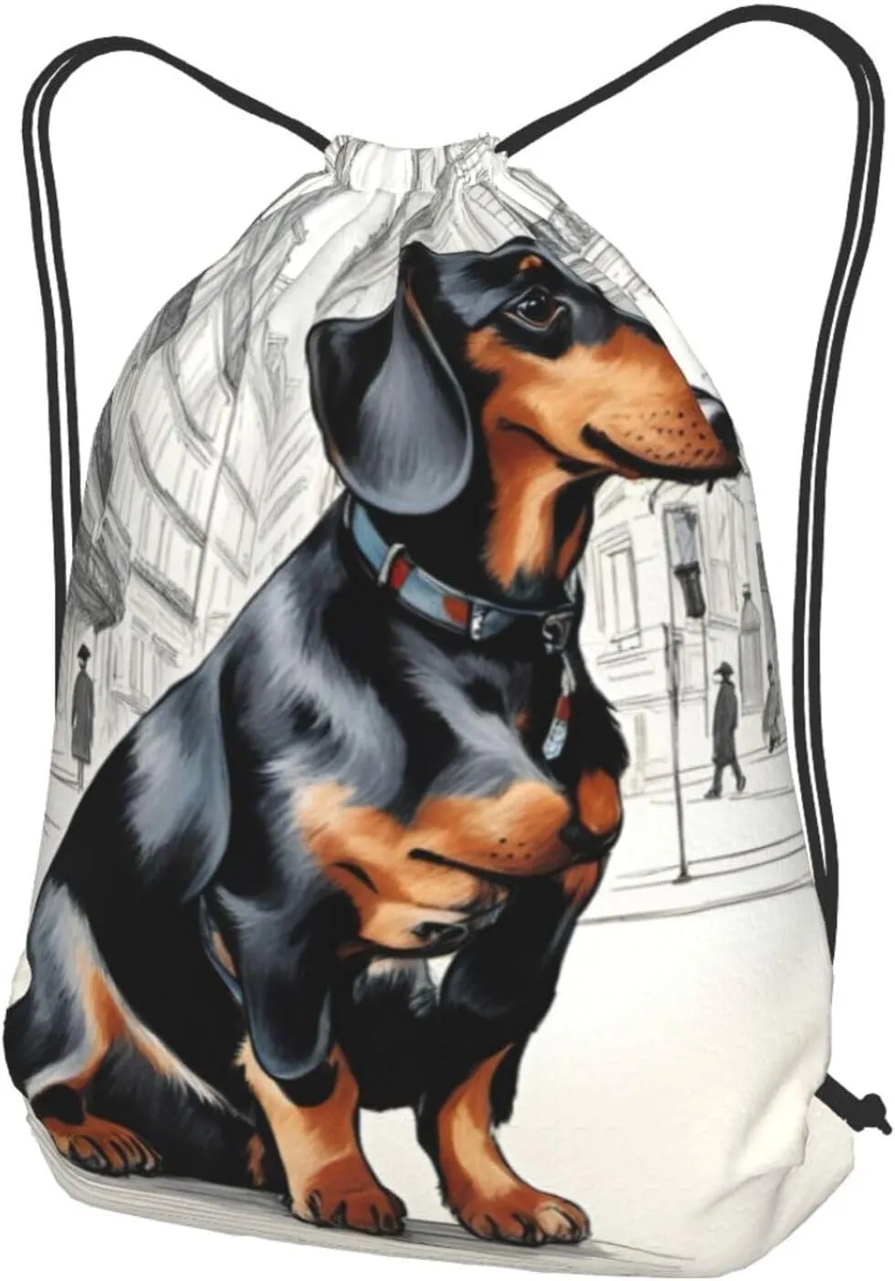 Parisian Dachshund Drawstring Backpack String Cinch Bag Polyester Sackpack For Fitness Training Workout