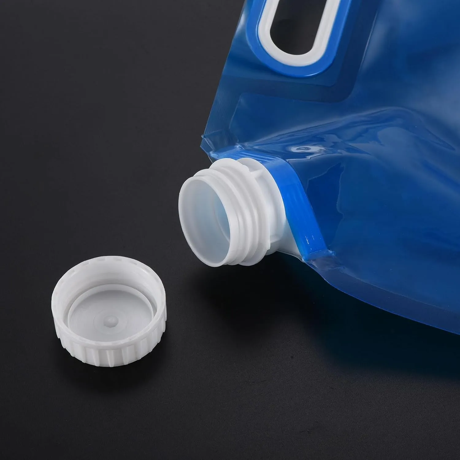 PATIKIL 1.3 Gallon Collapsible Water Container Bag with Spigot, 3 Pack PE Folding Water Jug Carrier for Camping, Hiking, Emergency Water Storage, Blue