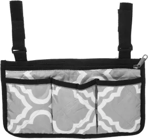 PATIKIL Chair Armrest Organizer, Waterproof Beach Chair Hanging Storage Pouch Arm Rest Magazine Snack Bag with 4 Pockets for Camping Outdoors, Grey White
