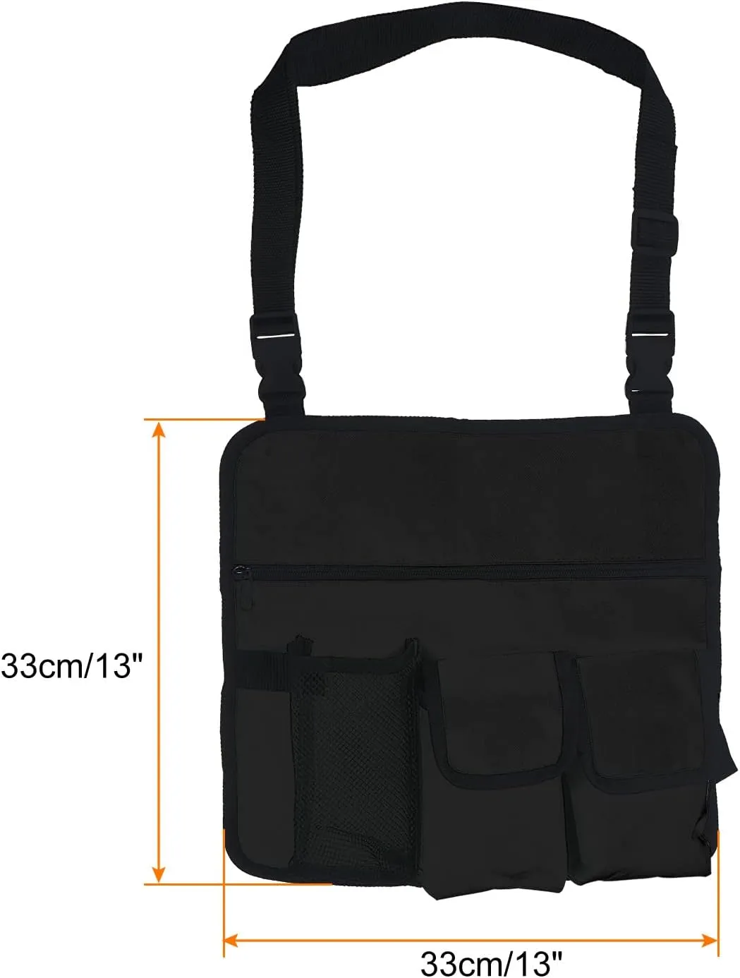 PATIKIL Chair Armrest Organizer, Waterproof Beach Chair Hanging Storage Pouch Snack Magazine Arm Rest Bag with 4 Pockets for Outdoor Camping, Black