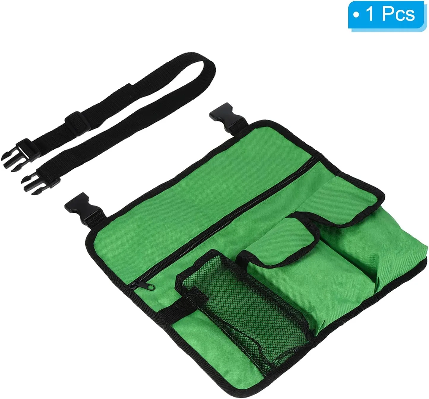 PATIKIL Chair Armrest Organizer, Waterproof Beach Chair Hanging Storage Pouch Snack Magazine Arm Rest Bag with 4 Pockets for Outdoor Camping, Green