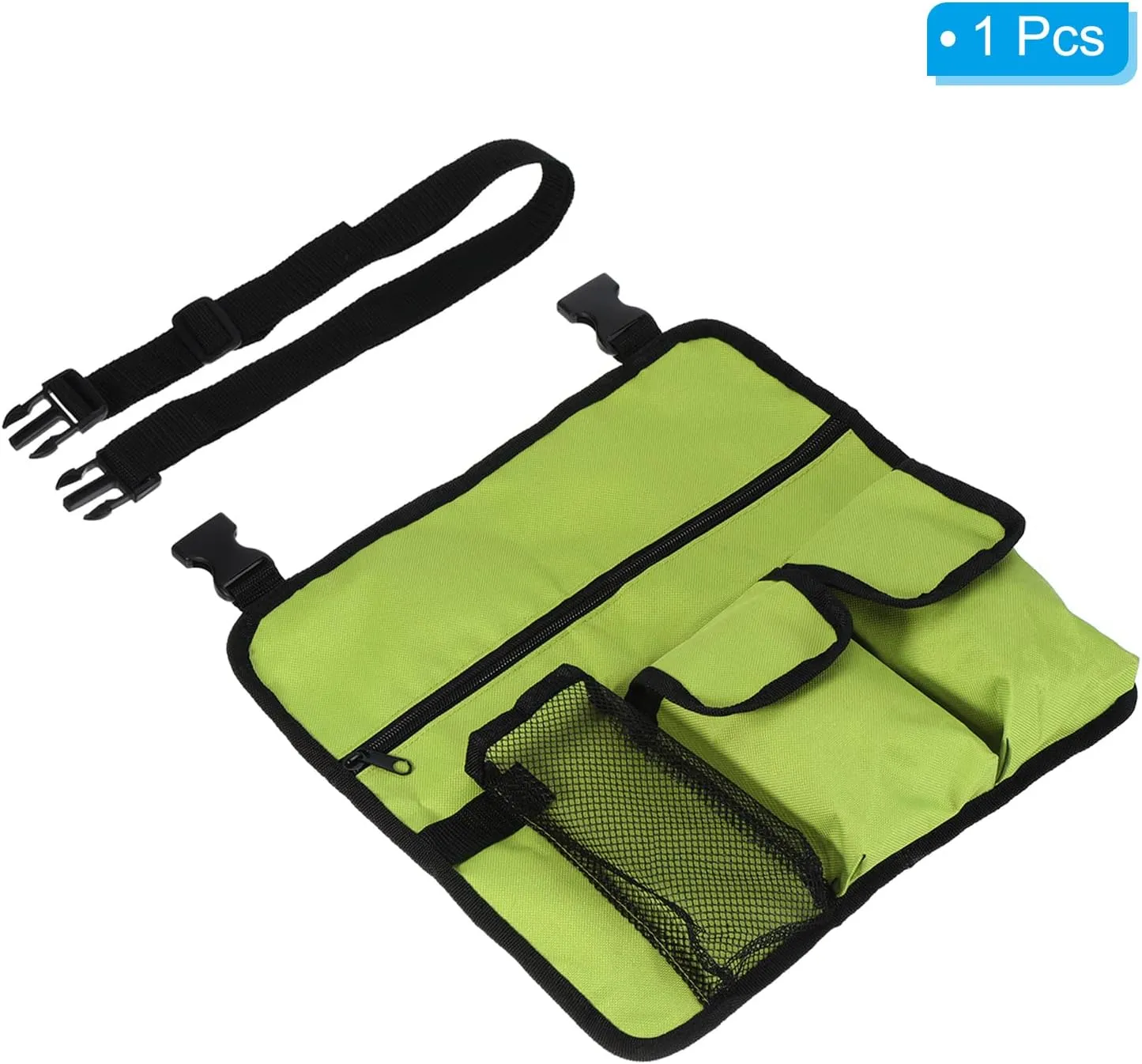 PATIKIL Chair Armrest Organizer, Waterproof Beach Chair Hanging Storage Pouch Snack Magazine Arm Rest Bag with 4 Pockets for Outdoor Camping, Light Green