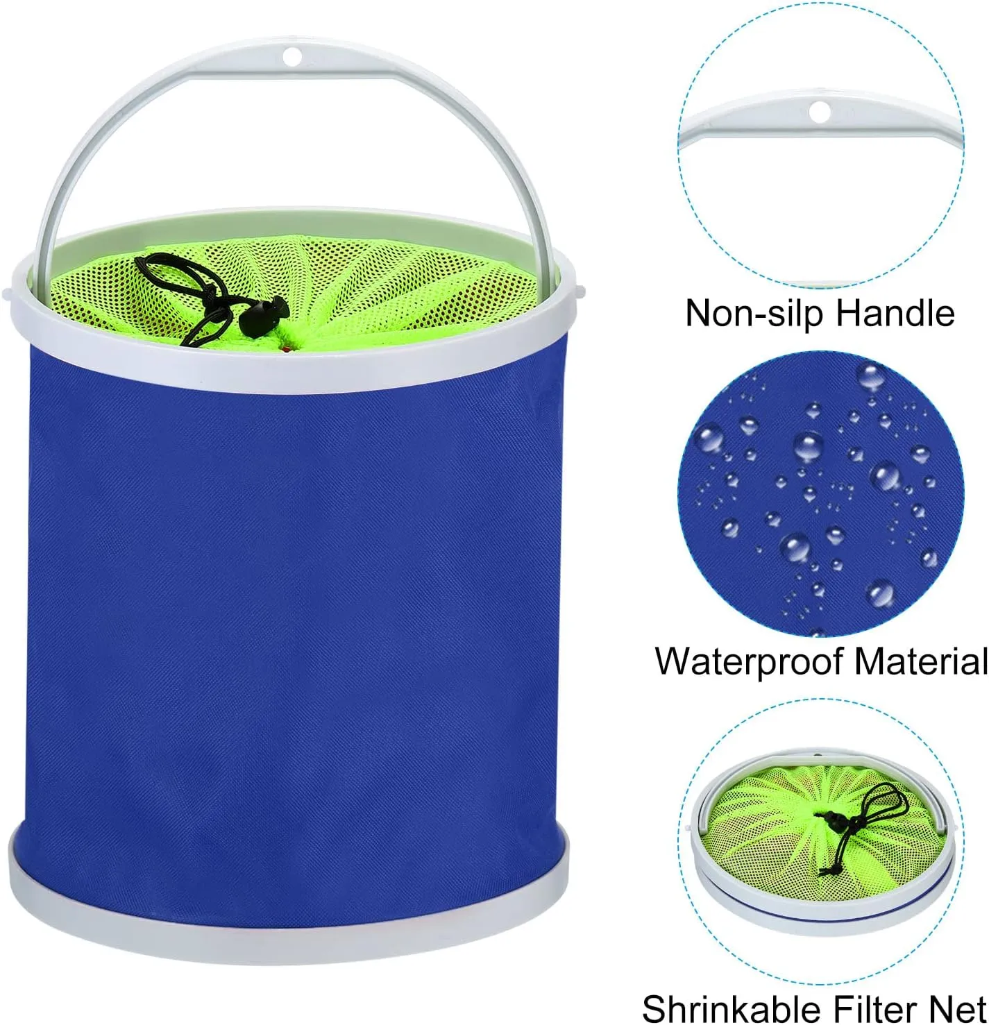 PATIKIL Collapsible Fishing Bucket, Folding Bucket Foldable Water Container with Lanyard for Outdoor Travelling