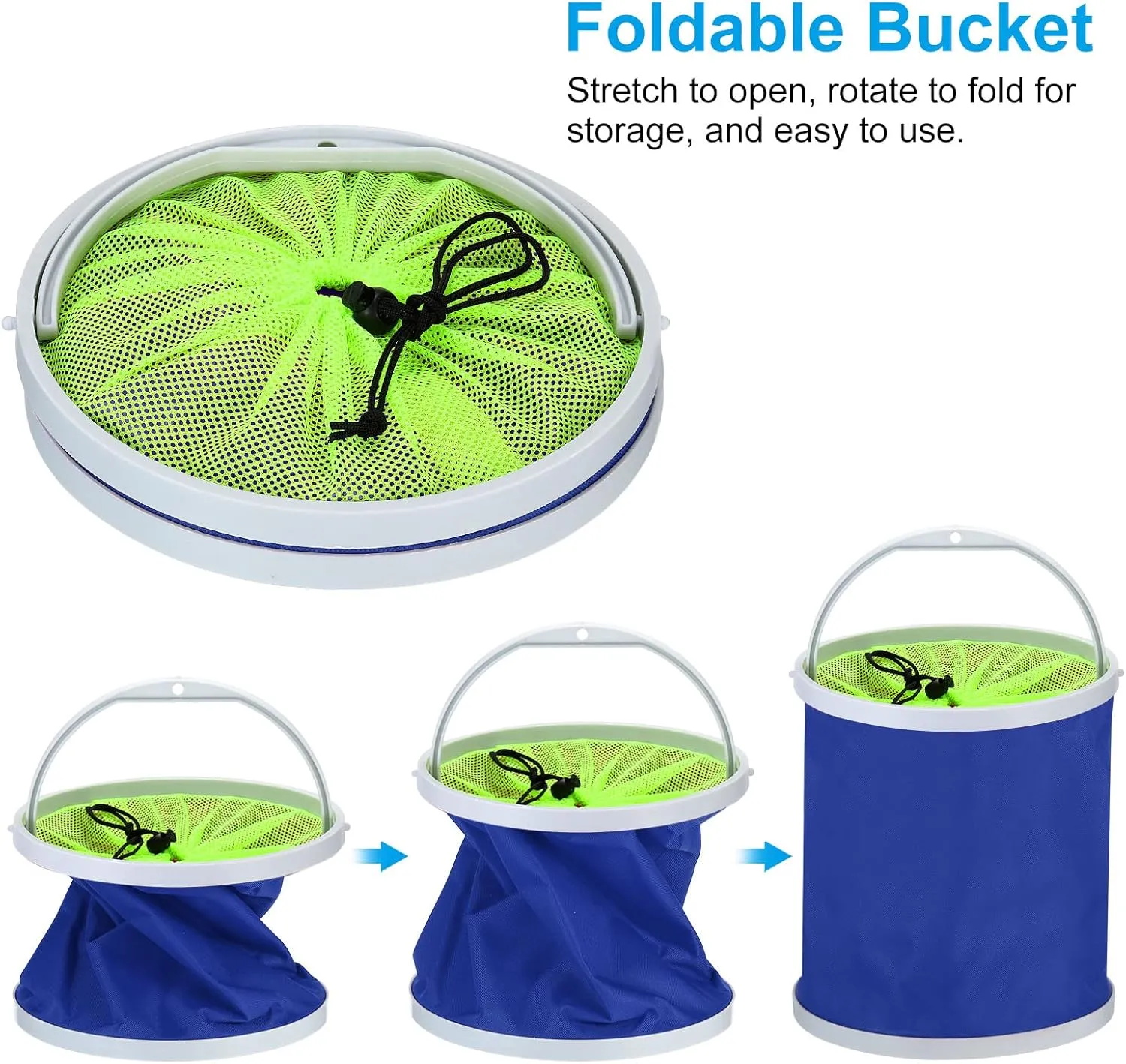 PATIKIL Collapsible Fishing Bucket, Folding Bucket Foldable Water Container with Lanyard for Outdoor Travelling